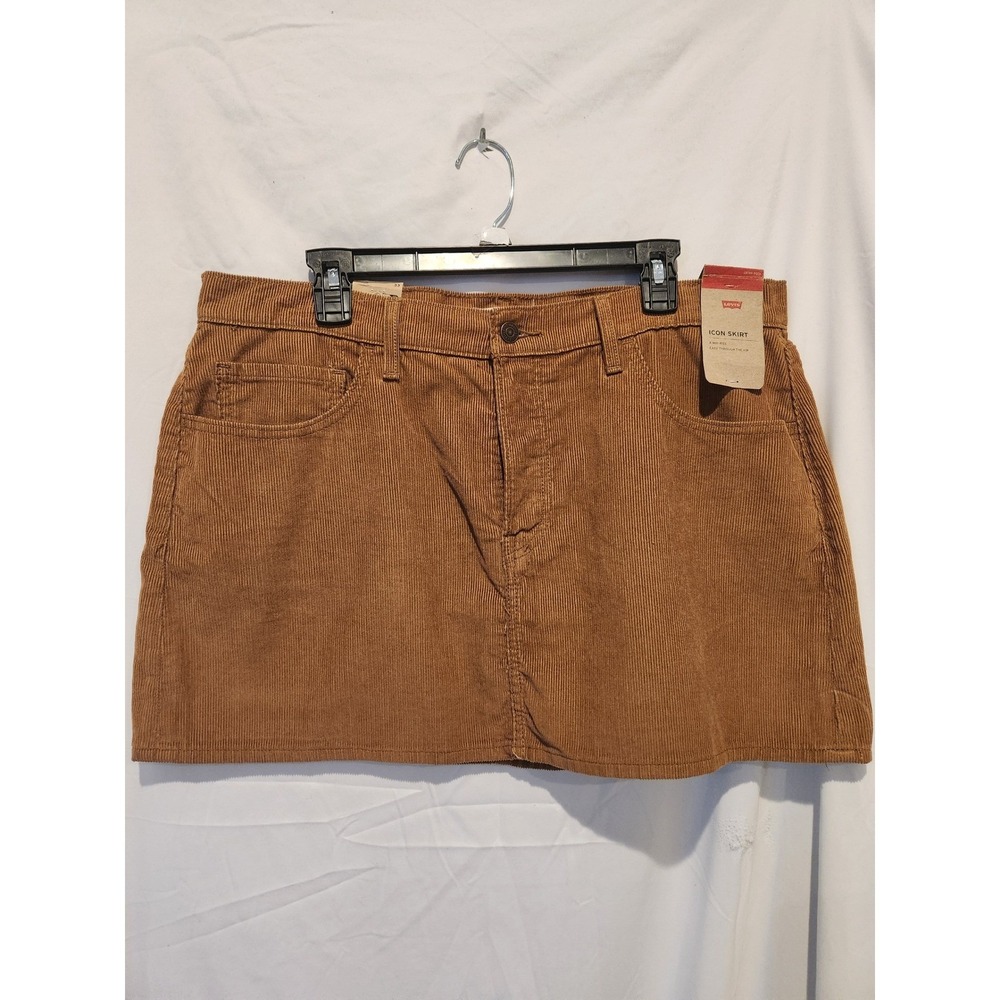 Levis Icon Skirt Brown Corduroy Mid Rise Button Fly Mini Skirt 33 A4694-0059